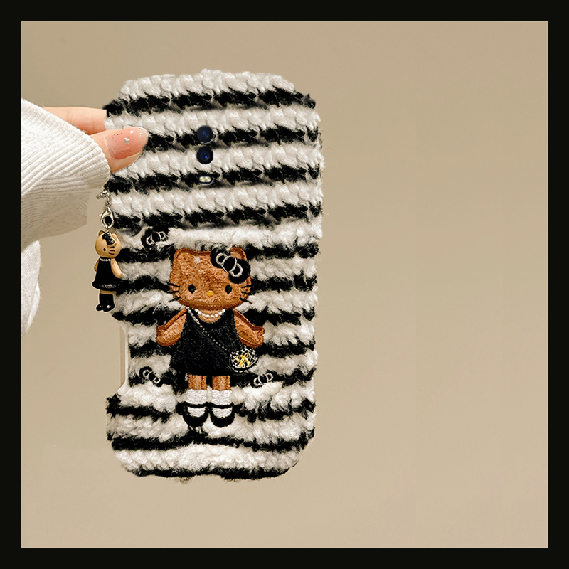 刺绣背包kt猫适用oppor17pro手机壳r15x梦境版r11splus拼色r9s条纹r7plus秋冬季r17毛绒oppo卡通0pp0可爱硅胶