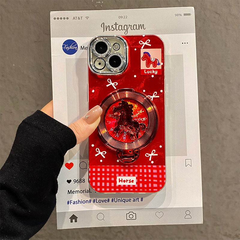 手机壳硅胶冰川纹新年红色立体卡