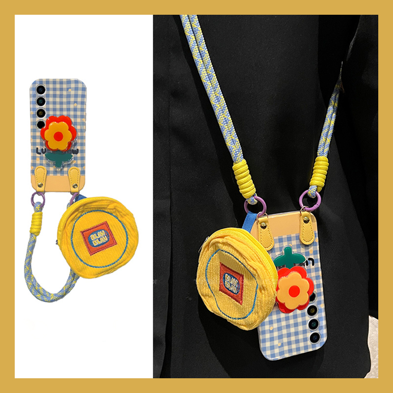 ins风格纹花朵适用魅族22pro手机壳22mini旋转迷你支架21por立体21note卡通meizu零钱包斜挎可背带硅胶斜跨软