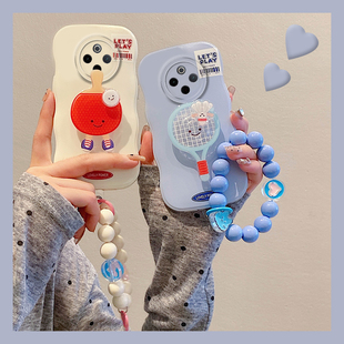乒乓球网球适用vivoy300i手机壳y300pro球拍y200e立体y200gt支架y200t手提5g新款vivo挂链卡通可爱防摔硅胶女