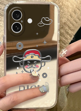 可爱财神爷适用苹果16pro手机壳iphone15promaax创意14plus个性13mini镜子12镜面11por女x8卡通xr7硅胶se2se3