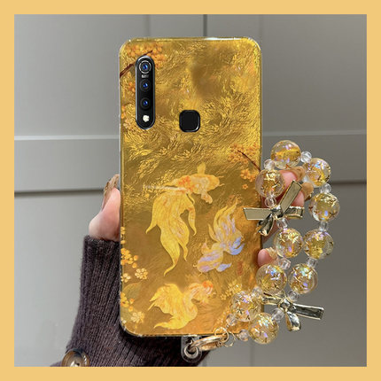 新年金色锦鲤适用vivoy9s手机壳y7s国潮y5s本命年y3中国风u3x冰川纹z6挂链z5x马年z3i硅胶z1i新款y9s软壳vivo