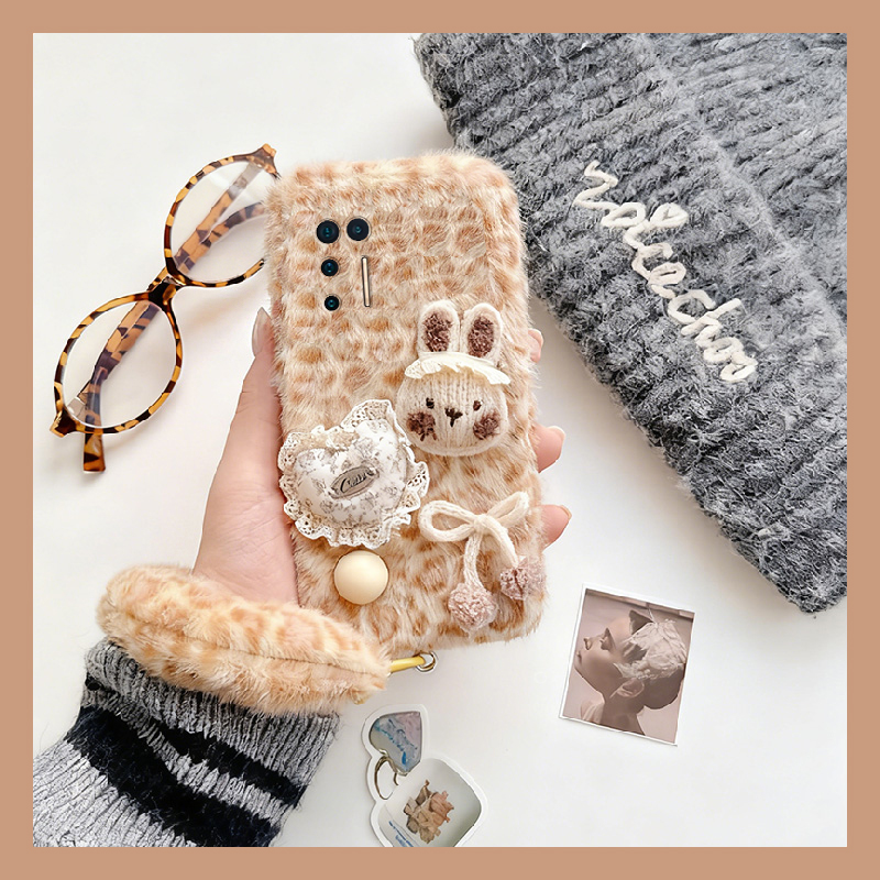 蕾丝爱心兔子适用坚果pro3手机壳pro2手提绳pro2s豹纹r2毛绒r1硅胶por秋冬季毛茸茸全包防摔卡通立体可爱新款