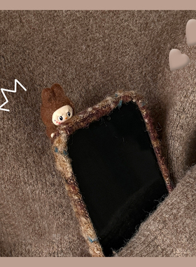 绒布拼接格子适用vivos30promini手机壳s20立体s19pro趴趴s17t手提绳s16e毛茸茸t1毛绒s15秋冬季s12s10s9s7s1