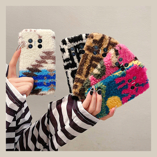 ins风彩色晕染适用华为magicv3手机壳magicvs2撞色p50毛茸茸pockets秋冬季 matexs2拼色x5折叠屏x3硬壳pocket2