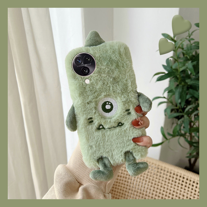 毛绒绒毛茸茸草立体大眼怪手机壳