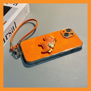 2026立体皮质小马适用oppofindx9pro手机壳fondx8s新年x7橙色x6马年x5卡通真我v30新款 v20牛仔纹q3s挂绳oppo