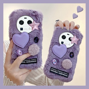 ins风爱心钻石适用oppofindx6pro手机壳findx3毛茸茸x5日韩x2毛绒绒x1个性 por简约0ppo少女0pp0秋冬毛毛小众