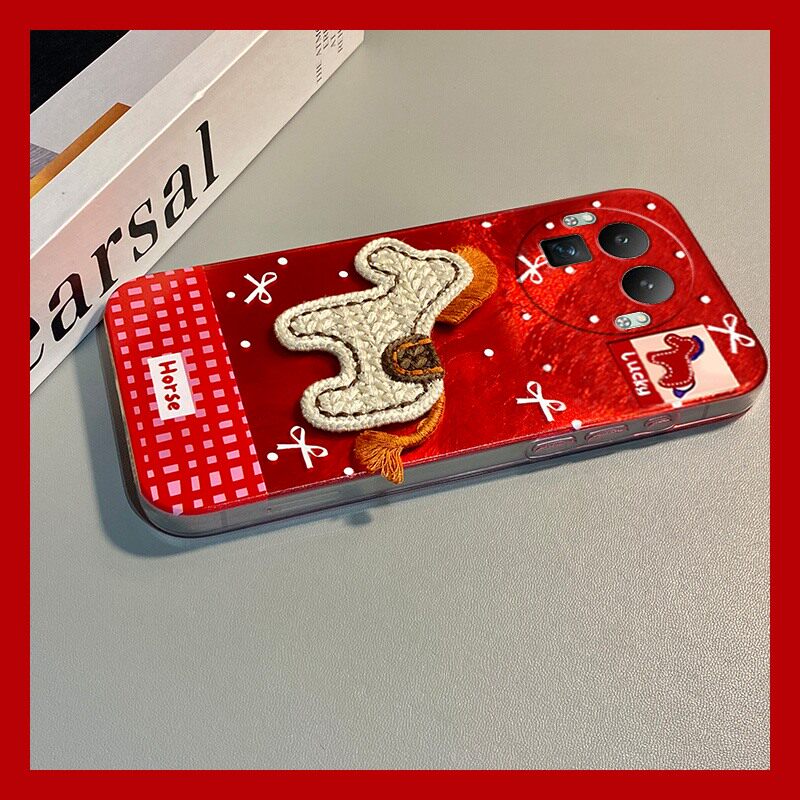 手机壳硅胶冰川纹新年红色2026马