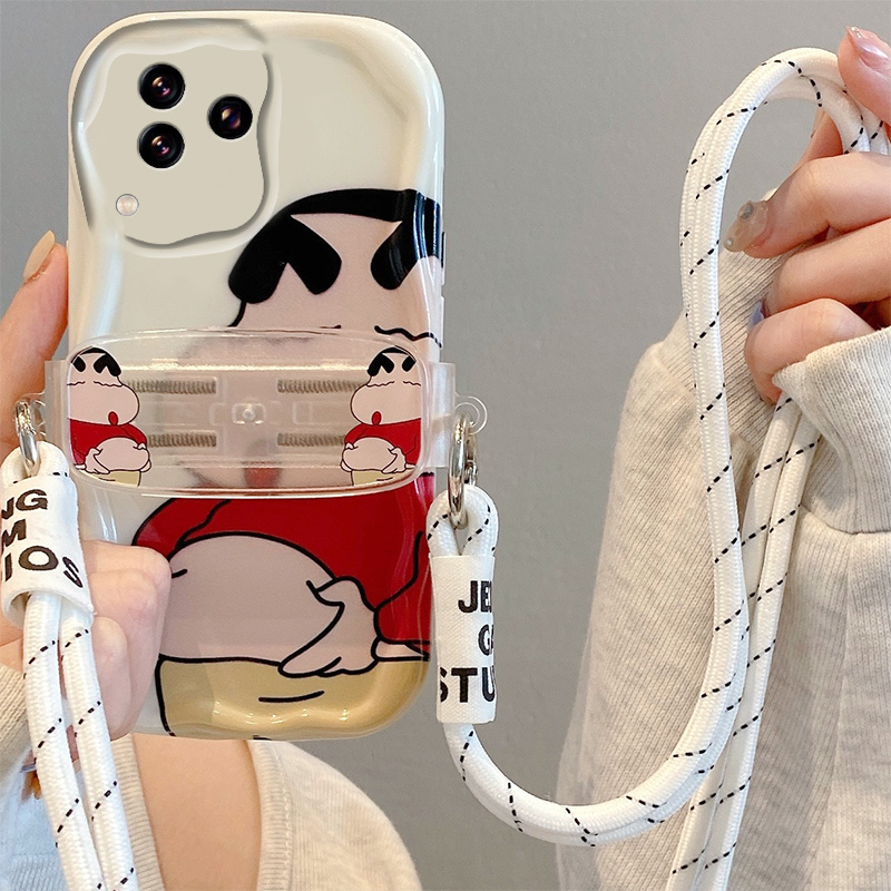 手机壳背夹斜挎挂绳可爱趣味蜡笔小新