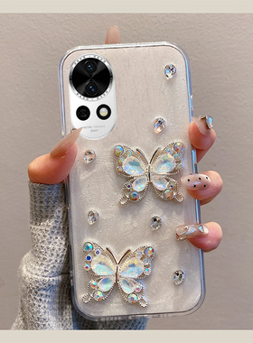 闪钻蝴蝶适用华为nova13手机壳novo12活力版立体11ultra滴胶10se轻奢9日韩8por闪粉7i高级感6新款5z硅胶4e3软