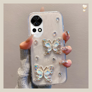 闪钻蝴蝶适用华为nova13手机壳novo12活力版立体11ultra滴胶10se轻奢9日韩8por闪粉7i高级感6新款5z硅胶4e3软