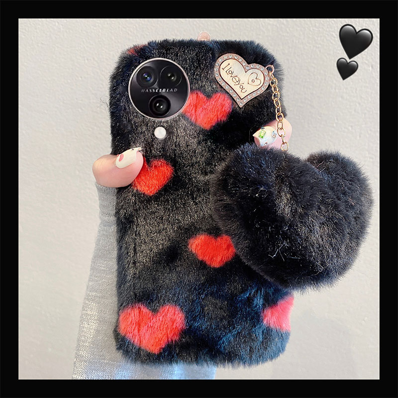 爱心毛绒绒oppo手机壳复古