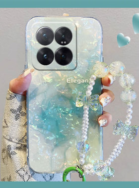 绿色晕染渐变适用小米14pro手机壳13ultra贝壳纹12spro夏天12x韩系11青春版10mix4硅胶9a/mi8se/civi4/3/2/1s