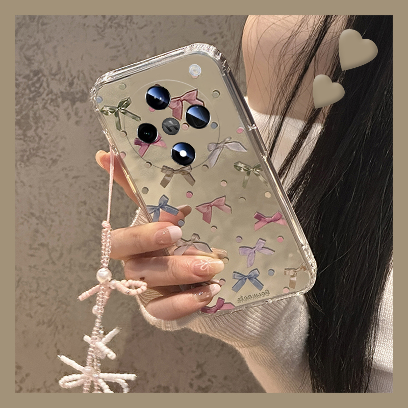 彩色波点多巴胺适用oppofindx8手机壳findx8ultra镜面fondx7pro蝴蝶结por镜子0ppo日韩oppo硅胶补妆镜软壳女p