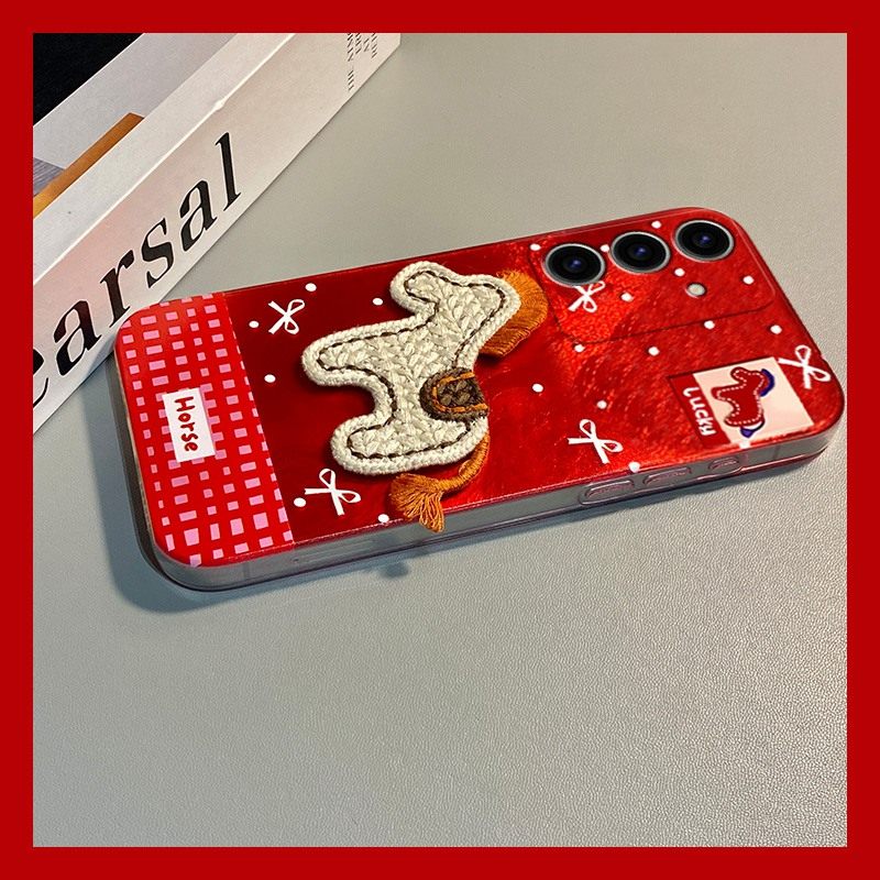 手机壳硅胶冰川纹新年红色2026马