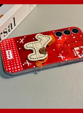 新年刺绣小马适用三星s25edge手机壳s24plus红色s23+十s22本命年s21fe卡通s20ultra立体s10/s9/s8/note20马年