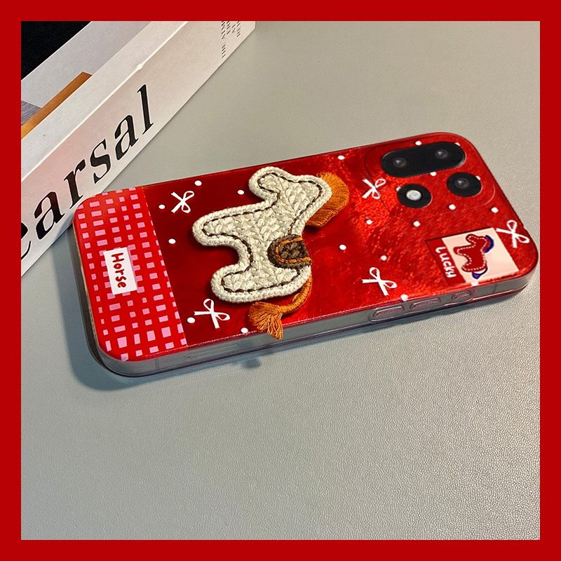 手机壳硅胶冰川纹新年红色2026马