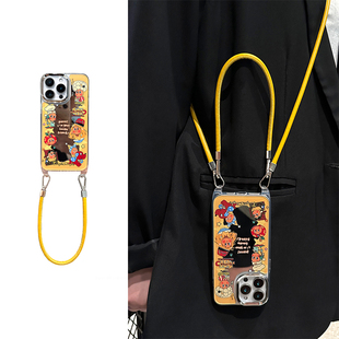 可爱星星人镜子适用苹果16promax手机壳华为pura80荣耀400pro小米15挂绳vivos30斜挎opporeno14可背带x200软p