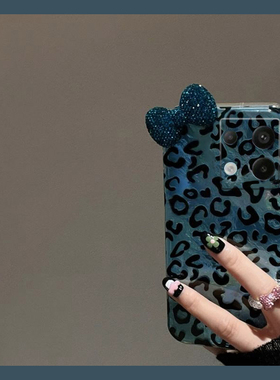 蓝色满屏豹纹适用小米红米note14手机壳note13pro日韩12turbo+立体11t十10水钻9蝴蝶结8小众7por硅胶redmi软p