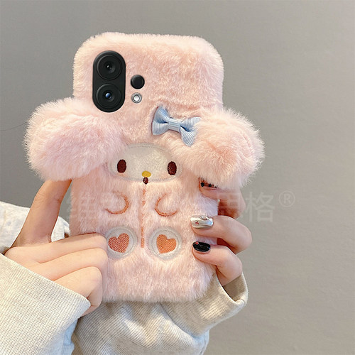 粉色美乐蒂适用vivos30promini手机壳s20少女心s19pro可爱s17t秋冬季s16e卡通t1毛绒s15毛茸茸s12s10s9s7s1软