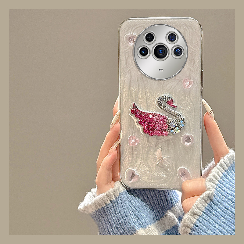 水钻天鹅适用华为荣耀magic7pro手机壳mgaic6立体play7t气质6c日韩5tpor滴胶4电镀3高级感honor硅胶小众闪粉p