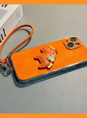 2026立体皮质小马适用小米红米note15pro+手机壳noto14新年13橙色12turbo马年11tpor卡通10牛仔纹9十redmi软p