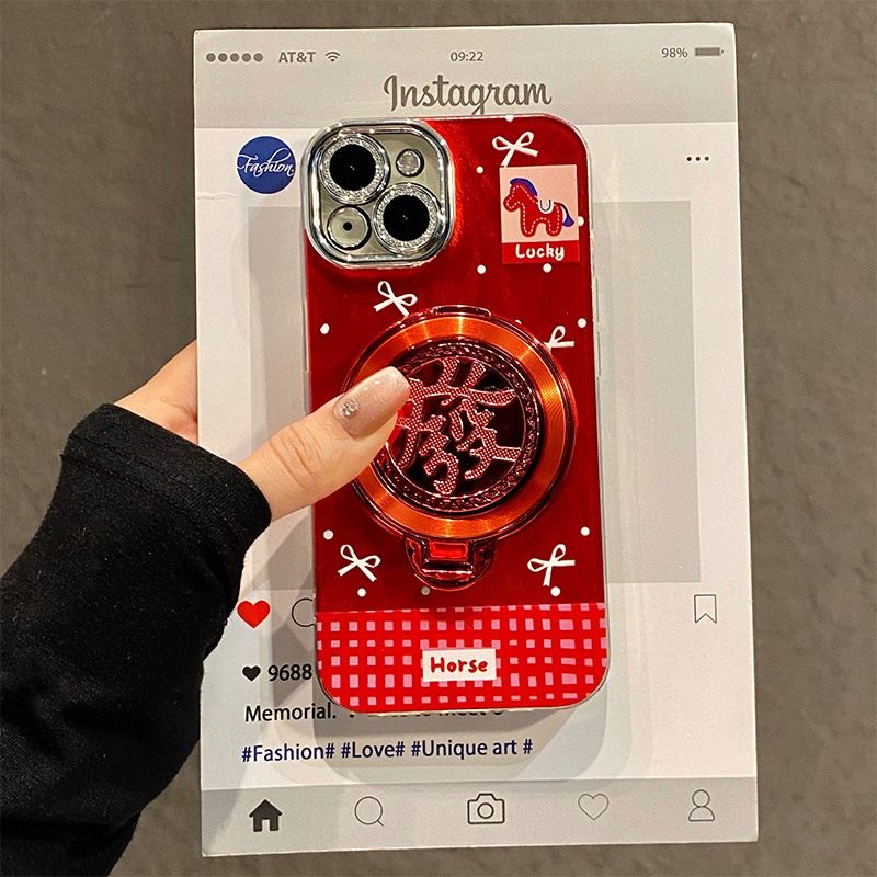 手机壳硅胶羽纱新年红色2026马年