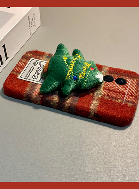 ins风红色格纹适用小米17手机壳15spro立体14ultra圣诞树13秋冬12spo/12x毛绒11青春版10/mix4/8se/civi5/4/3