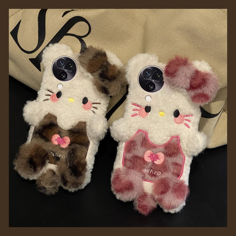 毛茸茸毛绒绒豹纹KT猫手机壳
