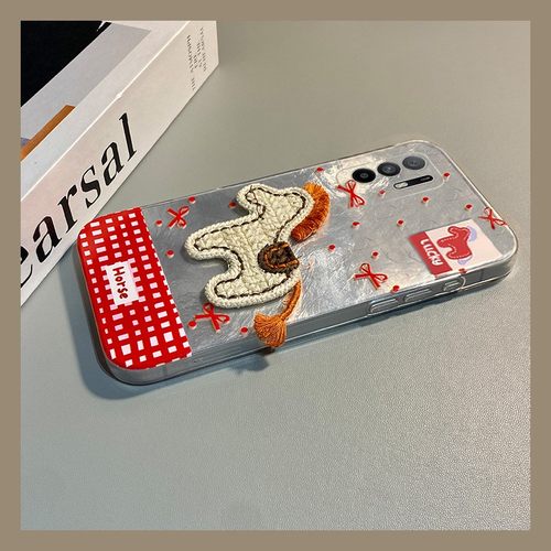 手机壳硅胶冰川纹棋盘格新年红色