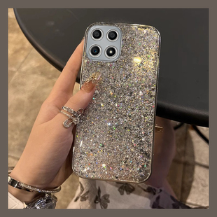 高级感闪粉适用华为荣耀300手机壳200轻奢100pro小众90gt日韩80se滴胶70电镀60银色50硅胶30por 气质30s新款