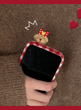 格子天使小熊适用oppo一加12手机壳ace3新年2pro可爱2v立体11秋冬9rt圣诞8t硅胶7tpro红色6t毛茸茸1+oneplus