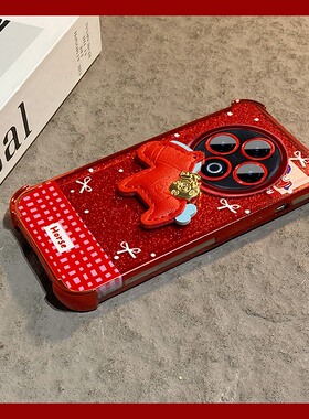2026红色皮质小马适用vivoiqooneo11手机壳iqoo15立体y500闪粉y300pro+马年y300i卡通十新年iq00四角vivo防摔