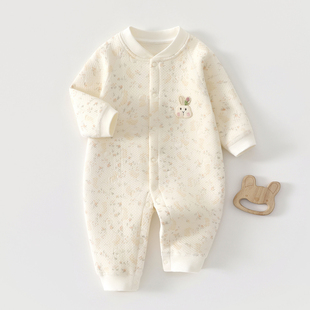 新生儿婴儿衣服秋冬装夹棉保暖睡衣初生女宝宝连体衣春秋哈衣爬服