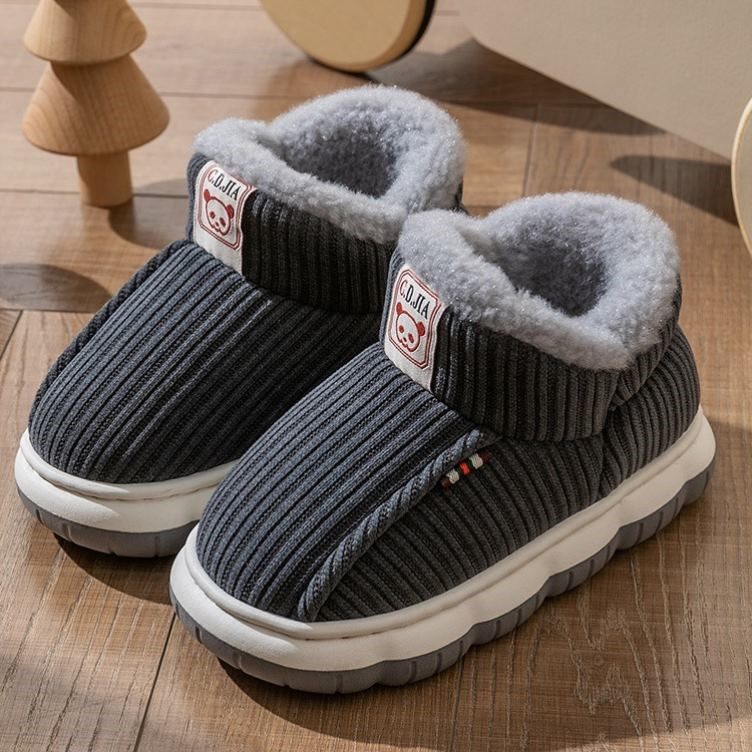 冬季可爱儿童包跟棉拖鞋加绒加厚男女童居家外穿防滑厚底保暖棉鞋