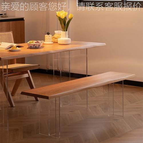 北欧亚力悬桃浮长条凳现代简YN0108约樱木长凳子原木换鞋凳克尾实