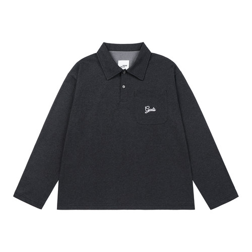 GWDS 彩纱复古棉长袖POLO 锁链针绣花logo