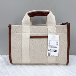 外贸尾货厚实帆布时尚百搭高质感女士手提包单肩斜挎包（缺肩带）
