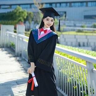 高端学士学位服文理工农医科毕业礼服学位袍校徽定制男女同款大码
