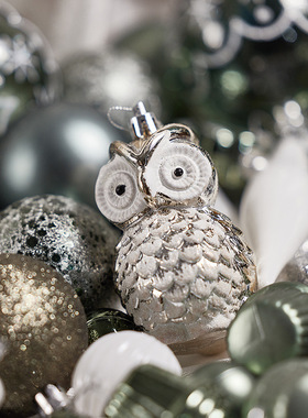 银色灰色圣诞球圣诞节装饰品彩绘球吊球异形球礼盒套盒装饰品