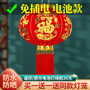 春节免插电遥控电池大红灯笼2025新款过年户外门口阳台一对宫吊灯