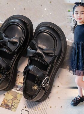 女童公主鞋春秋表演鞋小女孩黑色女童鞋小孩演出软底中童软底单鞋