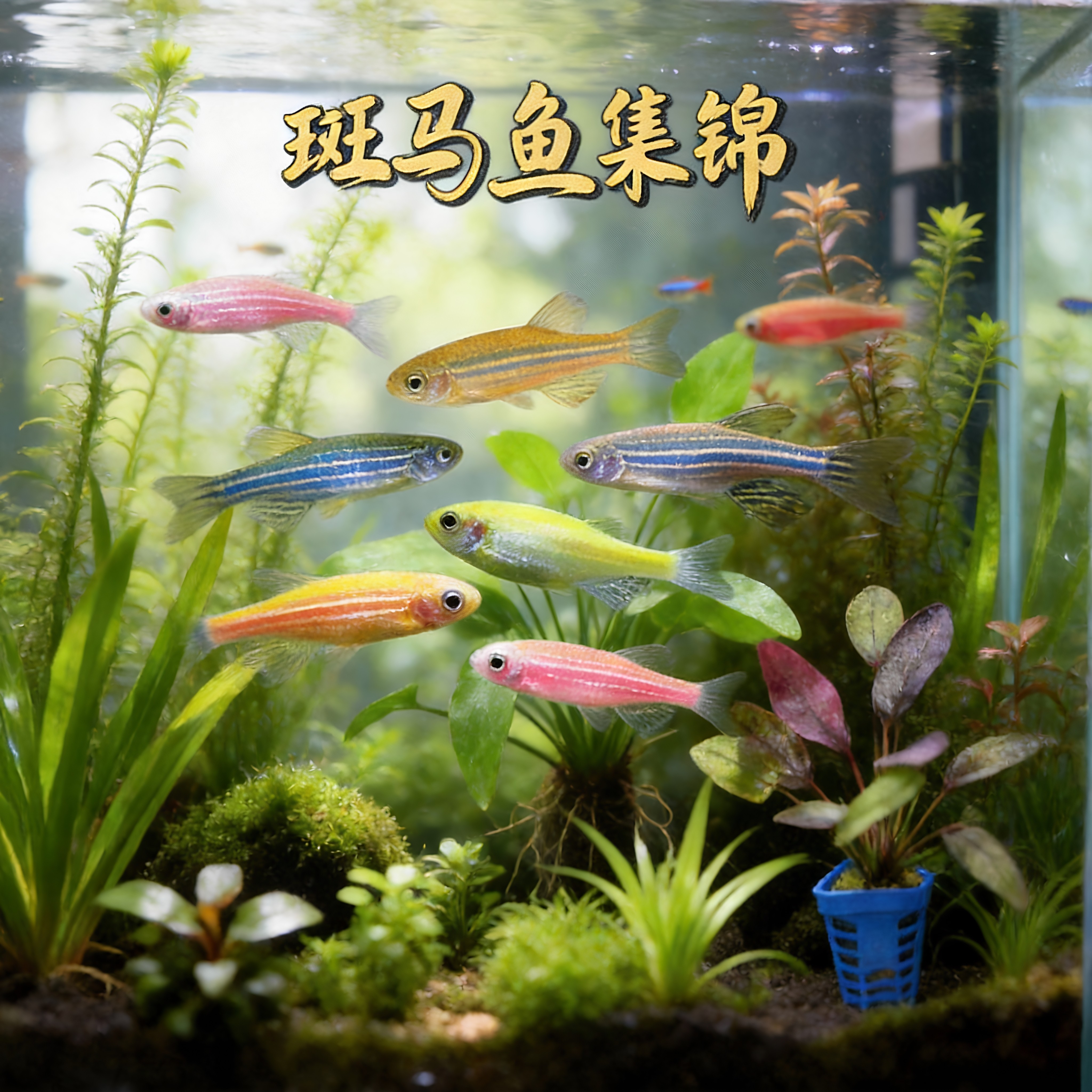热带观赏鱼斑马鱼七彩斑马好养耐活小型冷水淡水群游多彩灯科小鱼