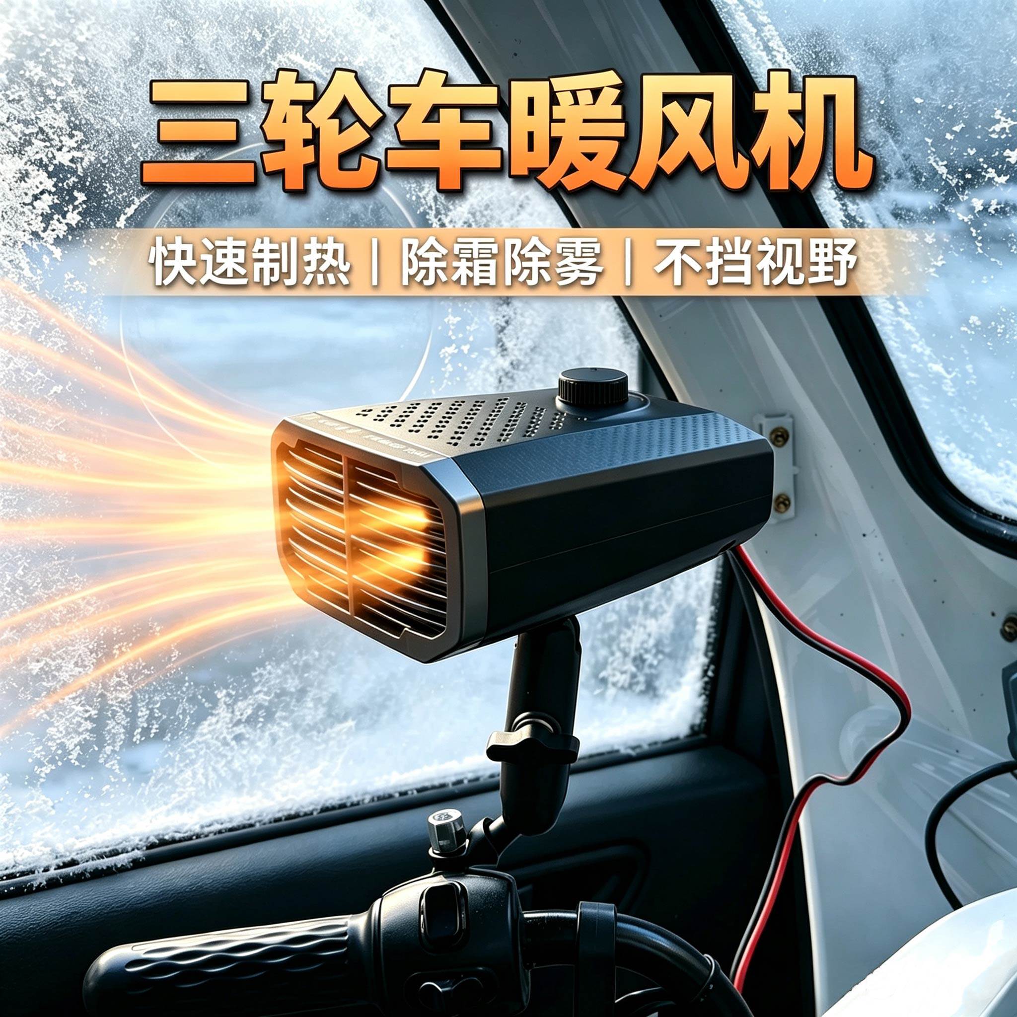 电动三轮车暖风机取暖器48V60v72伏电瓶四轮车速热加热器除霜除雾