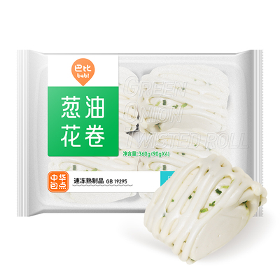 巴比馒头葱油花卷360g家庭装营养早餐馒头点心微波速食面点包子馍