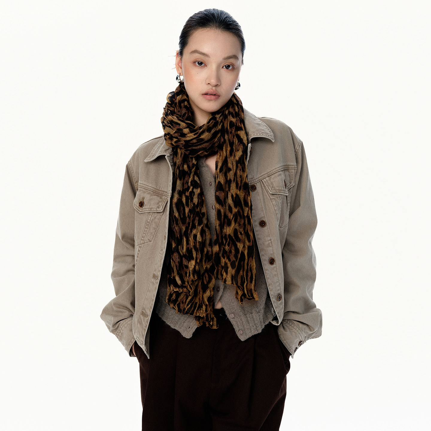 LEpure复古翻领纯棉牛仔外套女