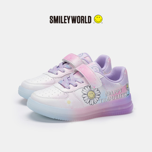 smileyworld笑脸童鞋2024秋冬季新款彩色涂鸦闪灯板鞋儿童休闲鞋