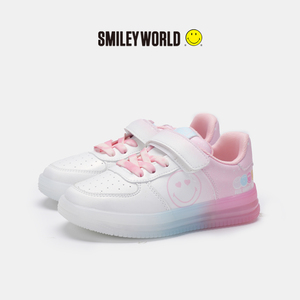 smileyworld笑脸童鞋2024秋季儿童板鞋韩版百搭男女童闪灯休闲鞋