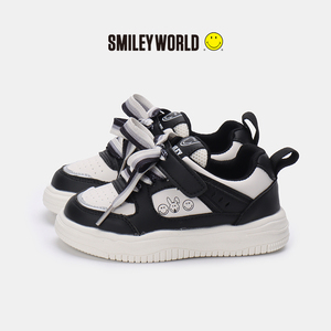 SMILEYWORLD笑脸板鞋2024秋季新款童鞋中小童韩版百搭休闲小白鞋
